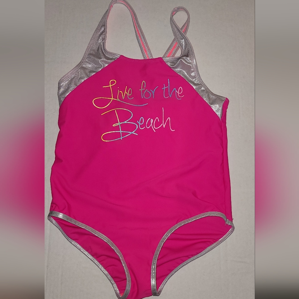 BiGCHILL Live for the Beach one piece pink swim suit bathing outfit sz 14 16